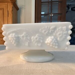 Westmoreland Vintage Milk Glass Candy Dish w/Grapes & Vines